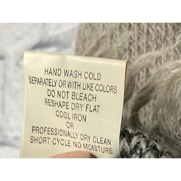 Elisabetta plaid wool alpaca blend cowl neck poncho sweater Italy L. - Picture 7 of 8